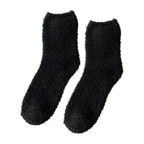JeashCHAT Coral Fleece Socks With Thicker And Warmer Floor Socks For Women In Solid Colors