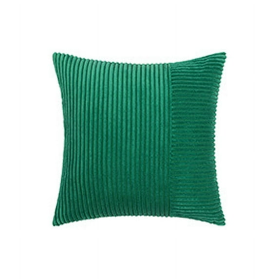 JeashCHAT Corduroy Pillow Cover with Stripe Splicing, Super Soft Boho Striped Cushion Cover Decorative Textured Throw Pillow Cover for Spring Sofa Couch Living Room 18x18 inch, Green
