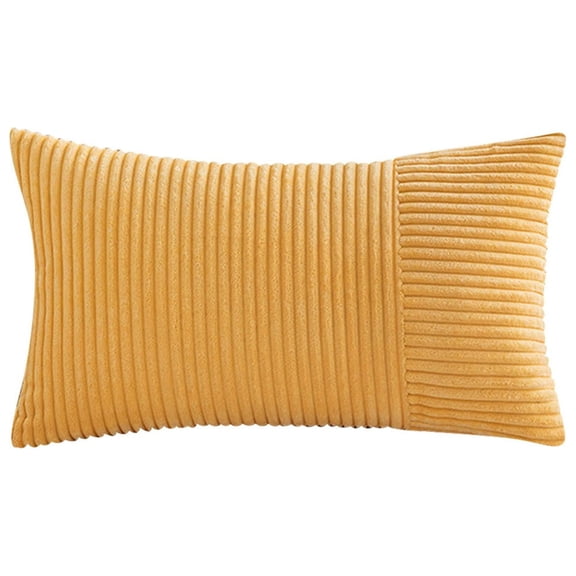 JeashCHAT Corduroy Pillow Cover with Stripe Splicing, Super Soft Boho Striped Pillow Cover Decorative Textured Throw Pillow Cover for Spring Sofa Couch Living Room 12x20 inch, Yellow