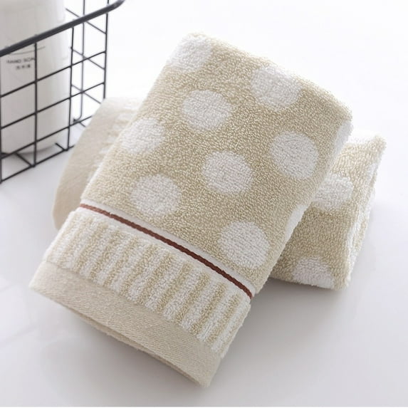 JeashCHAT Cotton Hand Towel for Bathroom, Soft Absorbent Face Towel Hand Towel for Spa Bath Gym Kitchen, Polka Dot Pattern Decorative Towel, 14"x30", Khaki