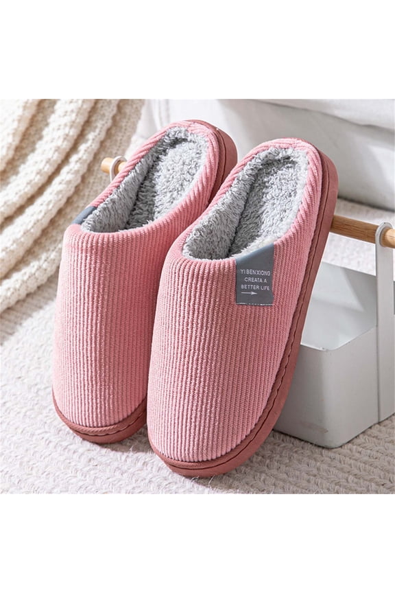 Cotton Slippers for Women and Men, Soft Plush Comfy House Slippers, Adult Autumn Winter Warm Slip On Indoor Outdoor Slippers, Non-Slip Bedroom Slippers, Couple House Shoes