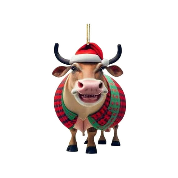 JeashCHAT Cow Christmas Ornaments Christmas Tree Hanging Decorations Farmhouse Cute Cow Animal Pendant Christmas Gifts for Kids Cow Lovers