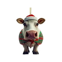 JeashCHAT Cow Christmas Ornaments Christmas Tree Hanging Decorations Farmhouse Cute Cow Animal Pendant Christmas Gifts for Kids Cow Lovers