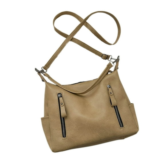 JeashCHAT Crossbody Bag for Women, Soft Leather Crossbody Purse and Handbag, Retro Large Capacity Multi Pocket Shoulder Bag Tote Bag for Daily Use, Work, Travel (Khaki)