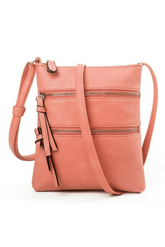 Crossbody Purses for Women, Multi Zipper Pocket Casual Crossbody Bag, Adjustable Strap Shoulder Bag for Daily Use Travel, Soft Leather Ladies Shoulder Handbag