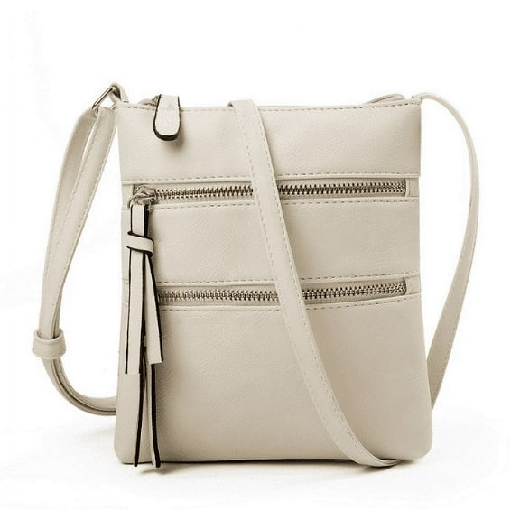 JeashCHAT Crossbody Purses for Women, Multi Zipper Pocket Casual Crossbody Bag, Adjustable Strap Shoulder Bag for Daily Use Travel, Soft Leather Ladies Shoulder Handbag