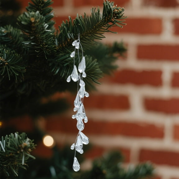 JeashCHAT Crystal Christmas Ornaments, Christmas Tree Decorations Clear Acrylic Drop Icicle Pendant Hanging Ornaments for Xmas Tree Winter Holiday Party Wedding Decor