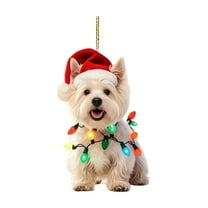 JeashCHAT Cute Animal Christmas Ornaments, Dog Hanging Ornaments, 2D Flat Acrylic Pendant Christmas Tree Decorations, Christmas Pet Memorial Gifts