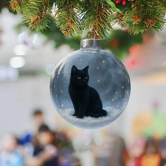 JeashCHAT Cute Cat Christmas Ball Ornaments, Christmas Tree Decorations, Xmas Gifts for Cat Lovers, Pet Cat Xmas Hanging Ball Christmas Tree Ornaments, 3.15 inch