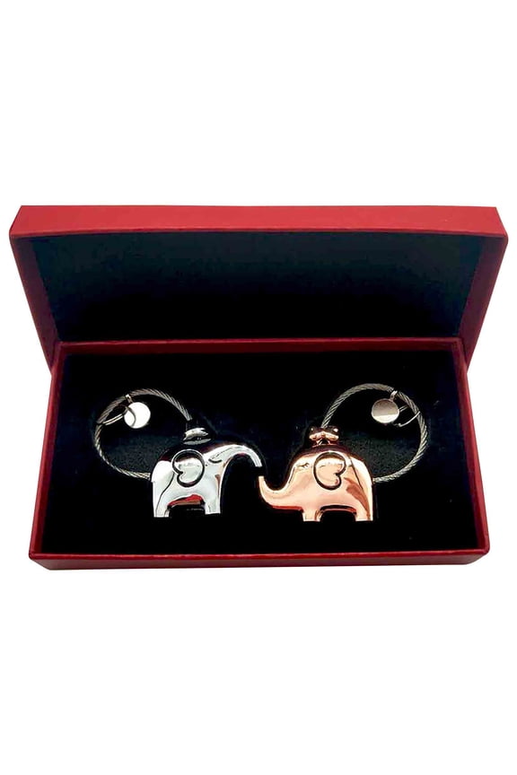 Cute Elephant Couples Keychains for Women Men Personalized Keyring Romantic Valentine Gift Birthday Christmas Gift 2 Pcs