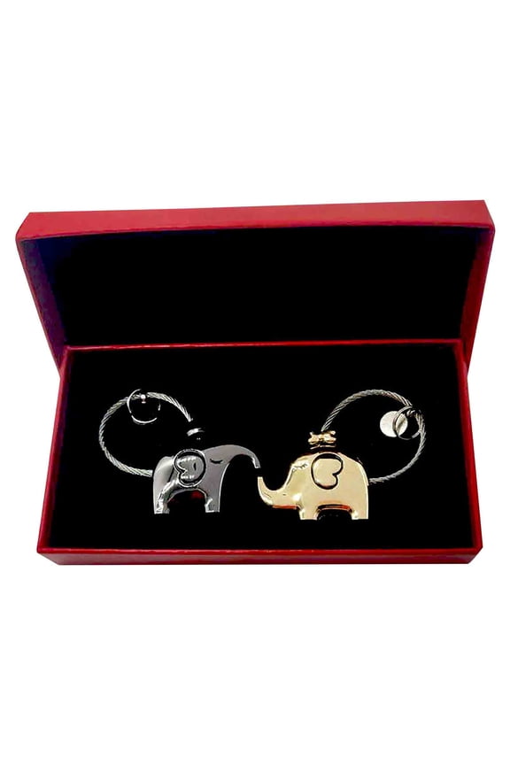 Cute Elephant Couples Keychains for Women Men Personalized Keyring Romantic Valentine Gift Birthday Christmas Gift 2 Pcs