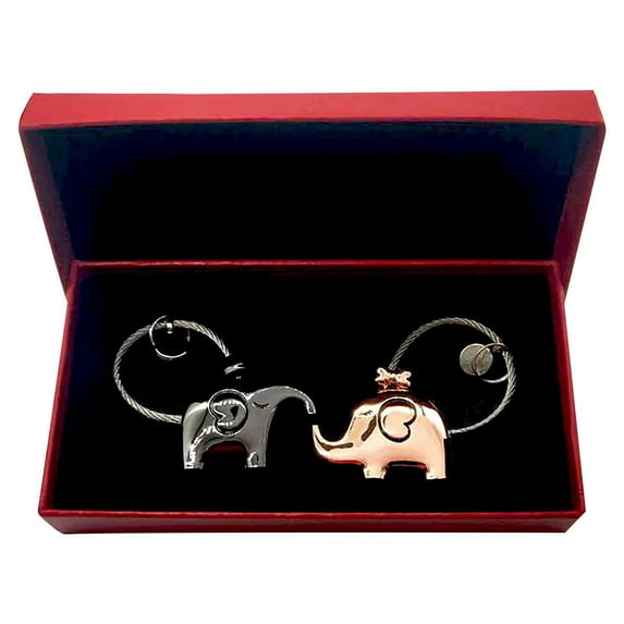 JeashCHAT Cute Elephant Couples Keychains for Women Men Personalized Keyring Romantic Valentine Gift Birthday Christmas Gift 2 Pcs