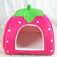 thumbnail image 1 of JeashCHAT Cute Strawberry Cat Bed House Winter Indoor Foldable Soft Warm Small Pet Tent House Kennel for Cat Puppy Small Dog, 12"x12", Pink, 1 of 5