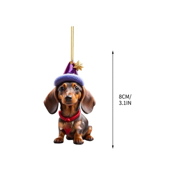 JeashCHAT Dachshund Christmas Ornament for Christmas Tree Decorations, Cute Dachshund Hanging Figurines Christmas Tree Ornaments, Christmas Gifts for Dog Lovers