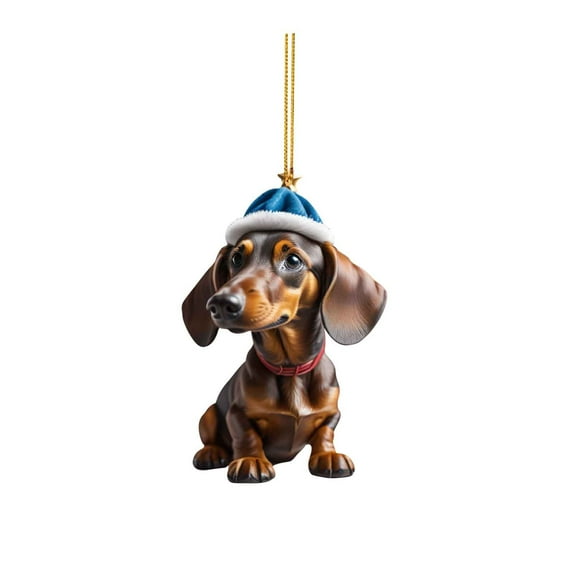 JeashCHAT Dachshund Christmas Ornament for Christmas Tree Decorations, Cute Dachshund Hanging Figurines Christmas Tree Ornaments, Christmas Gifts for Dog Lovers