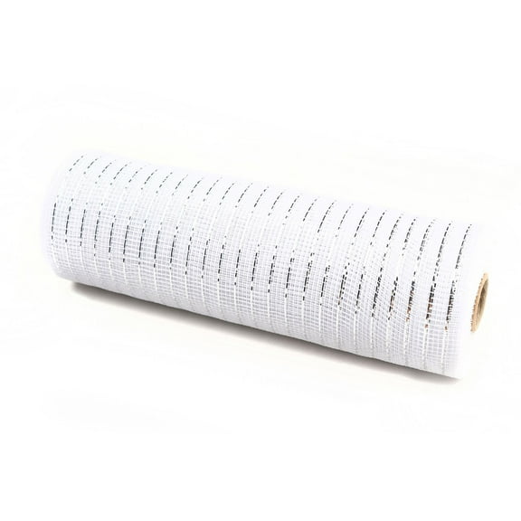 JeashCHAT Deco Mesh Ribbon 6 inch x 30 feet, Poly Mesh Ribbon Roll for Christmas Tree Wreath DIY Crafts, White