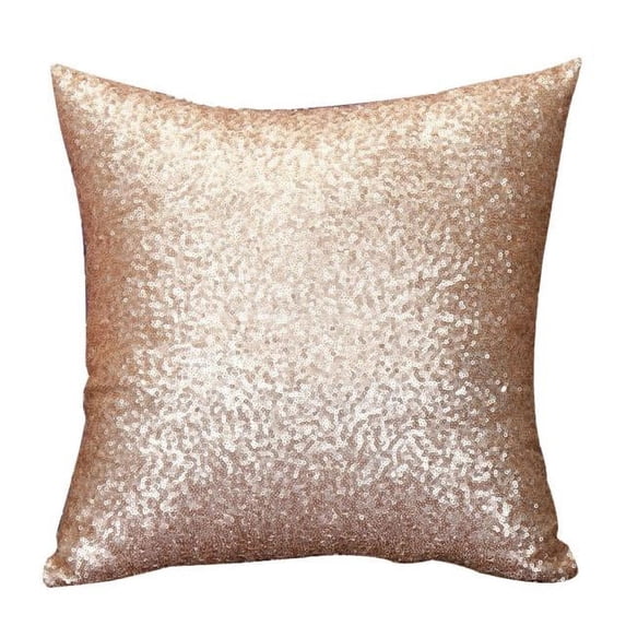 JeashCHAT Decorative Glitzy Sequin Throw Pillow Cover , Solid Color Glitter Pillowcase for Wedding, Christmas, Couch, Bed, 15.7x15.7 Inches, Gold