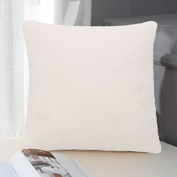 JeashCHAT Decorative Throw Pillow Covers Solid Soft Plush Cushion Case for Patio Balcony Couch Sofa Bedroom Living Room Home Decor, 18 x 18 Inch, White