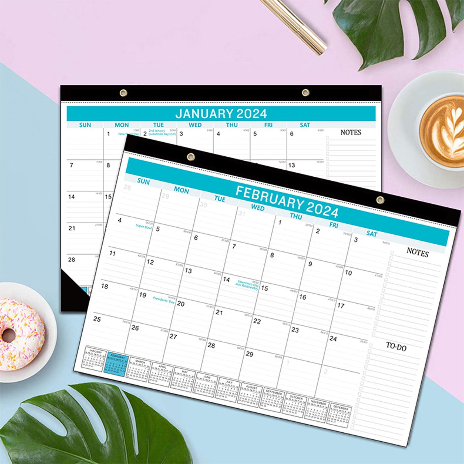 JeashCHAT Desk Calendar 20242025, 17"x12" Hanging Wall Calendar Jan