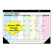 JeashCHAT Desk Calendar 2024-2025, Jan 2024 - Jun 2025, 17''X 12'' Thick Paper 18 Months Large Monthly Calendar with Ruled Blocks, Notes and Corner Protectors for New Year and Christmas Gifts