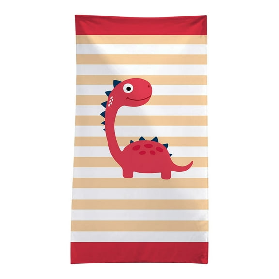 JeashCHAT Dinosaur Beach Towel for Kids , 30 x 60 Inches Boys Bath Towels Cartoon Dinosaur Striped Quick Dry Beach Towel Sand Proof Towel for Travel Sports Swim Spa