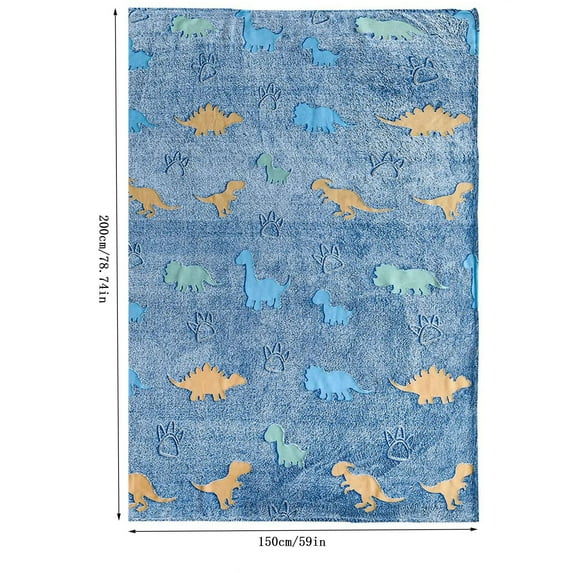 JeashCHAT Dinosaur Glowing Blanket Fluorescent Comfortable Dinosaur Blanket Flannel Air Conditioning Cover Blanket Children's Night Light Blanket