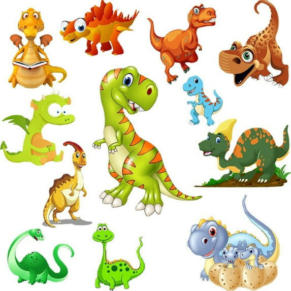 JeashCHAT Dinosaur Wall Decor , Colorful Cute Cartoon Dinosaur Wall Stickers for Kids, Removable Wall Decals DIY Peel and Stick for Nursery Living Room Boys Girls Bedroom