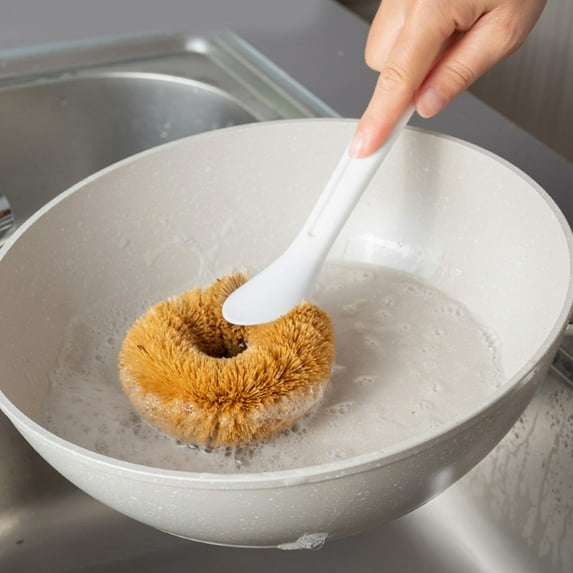 JeashCHAT Dish Brush Pot Brush with Long Handle, Kitchen Scrub Brush for Sink Dishes Pots Pans Cookware, Non Stick Cleaning Brush