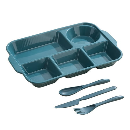 JeashCHAT Divided Plates Tray, 5 Sections Dinner Plates, Unbreakable Rectangular Plates, Reusable Plastic Plates Dinnerware for Party, Microwave and Dishwasher Safe