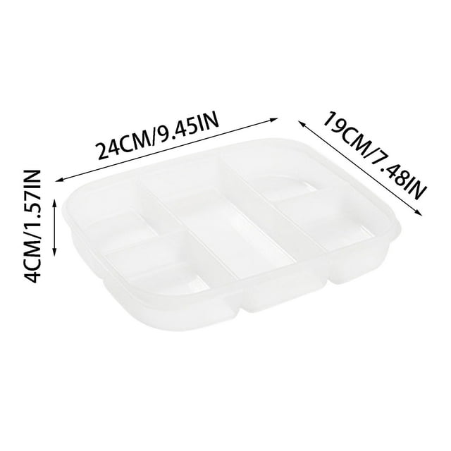 JeashCHAT Divided Veggie Tray with Lid, 5 Compartment Snack Box Stackable Food Storage Container for Fridge, Reusable Meal Prep Container for Meat Vegetable Fruit