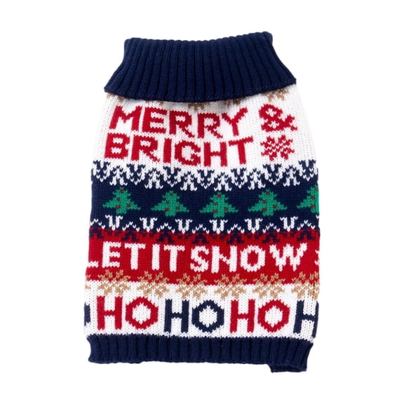 JeashCHAT Dog Sweater, Christmas Party Winter Warm Dog Clothes, Knitted Dog Sweater with Snowflake Pattern, Pet Outfit for Small Dogs