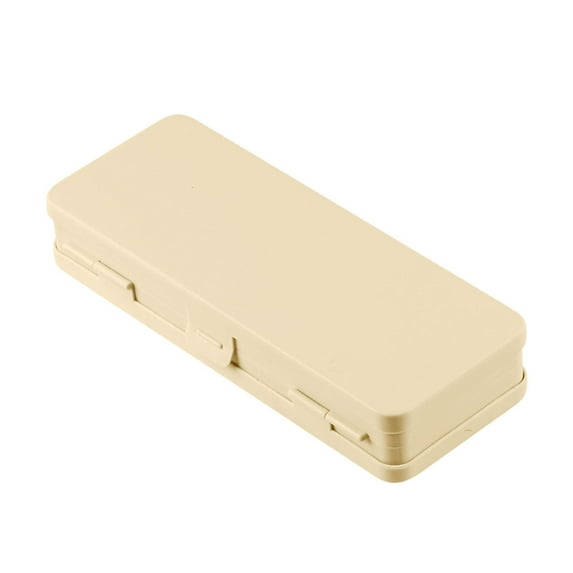 JeashCHAT Double Layer Plastic Pencil Box Double-sided Open Stationery Box with Snap-Tight Lid, Large Capacity Pen Case Organizer, Beige