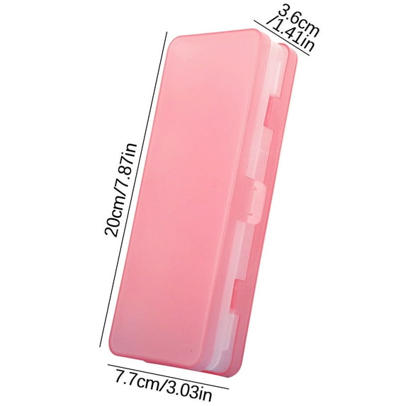JeashCHAT Double-sided Stationery Box Hard Pencil Case Translucent Frosted Plastic Pencil Box with Snap-tight Lid, Pink