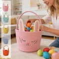 thumbnail image 1 of JeashCHAT Easter Basket for Kids, Woven Cotton Rope Easter Bunny Basket with Cute Rabbit Ears, Easter Gift Basket, Pink, 1 of 6