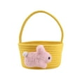 thumbnail image 1 of JeashCHAT Easter Bunny Basket, Woven Cotton Rope Storage Basket with Plush Bunny, Cute Easter Gift Basket, Easter Decorations Eggs Storage Basket with Handle, Yellow, 1 of 6
