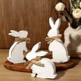 thumbnail image 1 of JeashCHAT Easter Bunny Decorations, 3 Pcs Wooden Easter Rabbit Figurines with Bows, Wood Rabbit Tabletop Signs for Spring Easter Home Office Farmhouse Decor, Table Centerpiece, White, 1 of 6