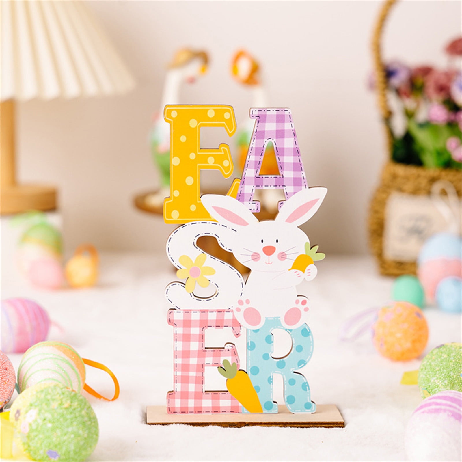 JeashCHAT Easter Bunny Gnome Wooden Decorations Easter Letter ...