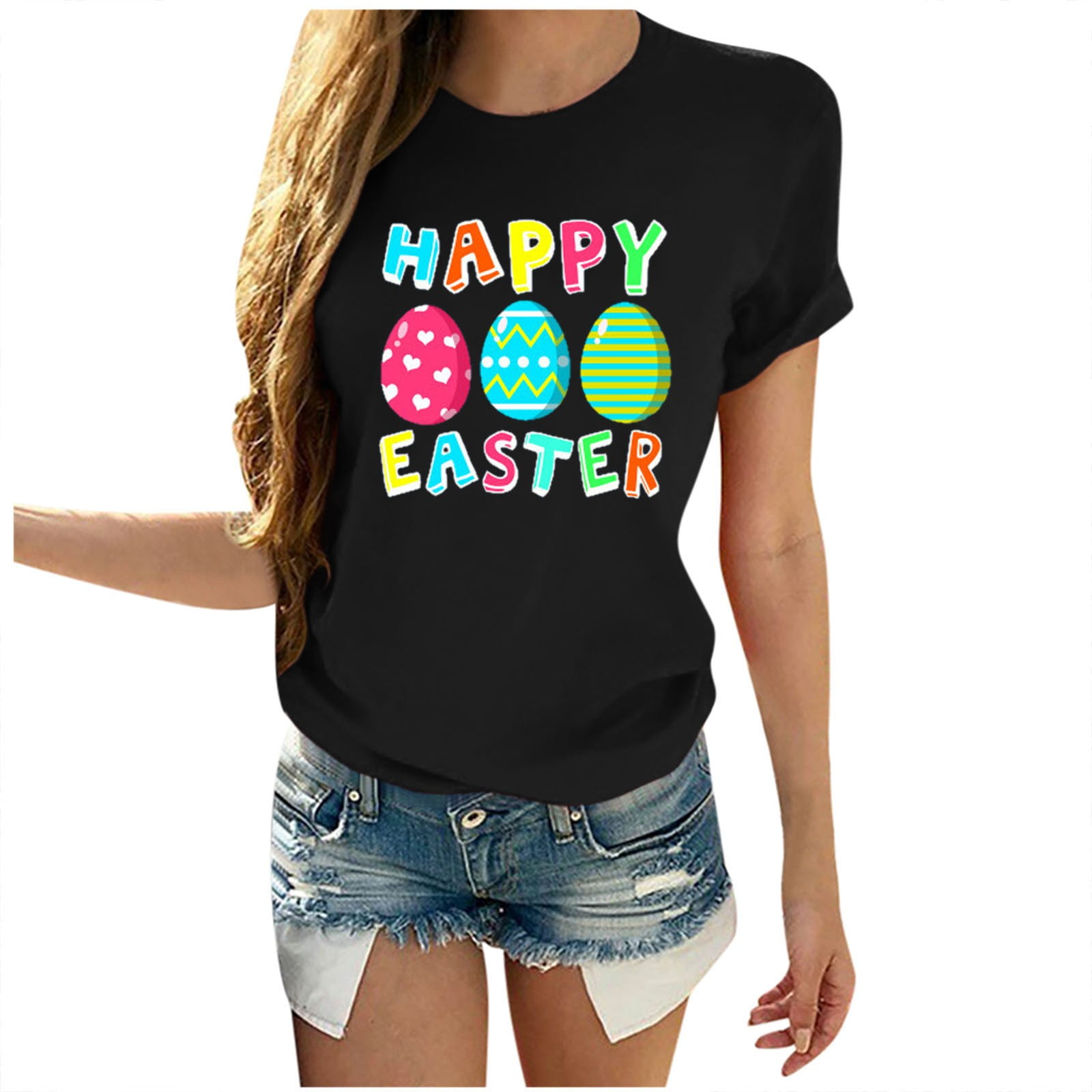 JeashCHAT Easter Clothes for Women Bunny Rabbit Egg Print 2021 Easter ...