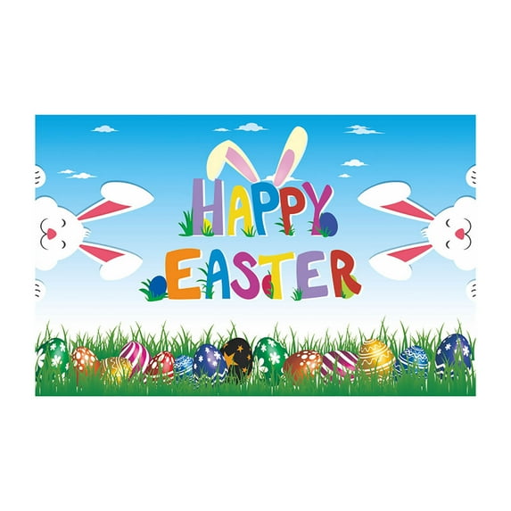 JeashCHAT Easter Decorations Easter Banner Holiday Decorations Eggs Bunny Banner Cloth Holiday Party Photo Background