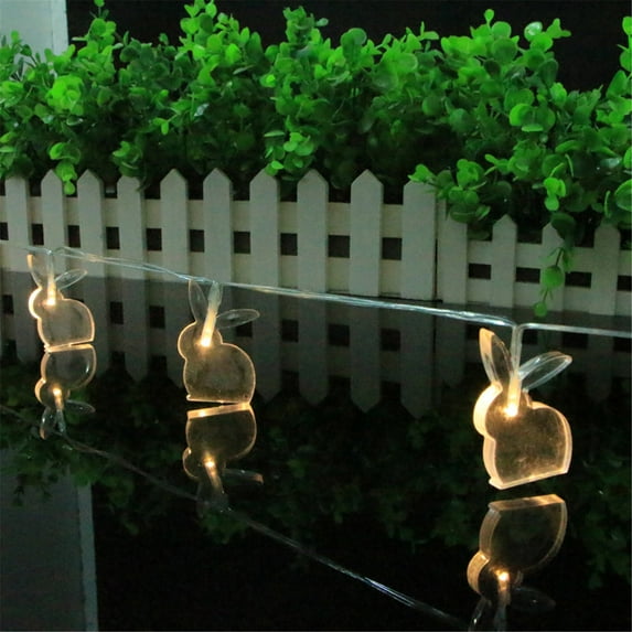 JeashCHAT Easter Decorations Easter Bunny String Lights Decorative Lights 10 LED Battery Type 1.65M