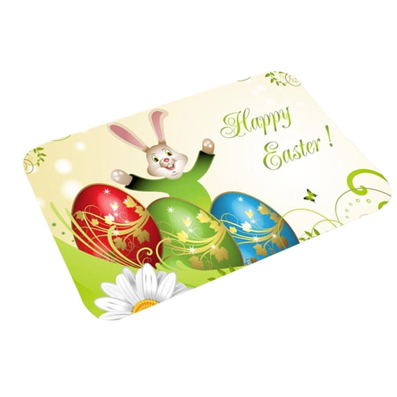 JeashCHAT Easter Door Mat Easter Bunny Egg Doormat Rabbit Pattern Entrance Mat Welcome Doormat Indoor Outdoor Entrance Floor Mat Non Slip Easter Decor Rubber Mats