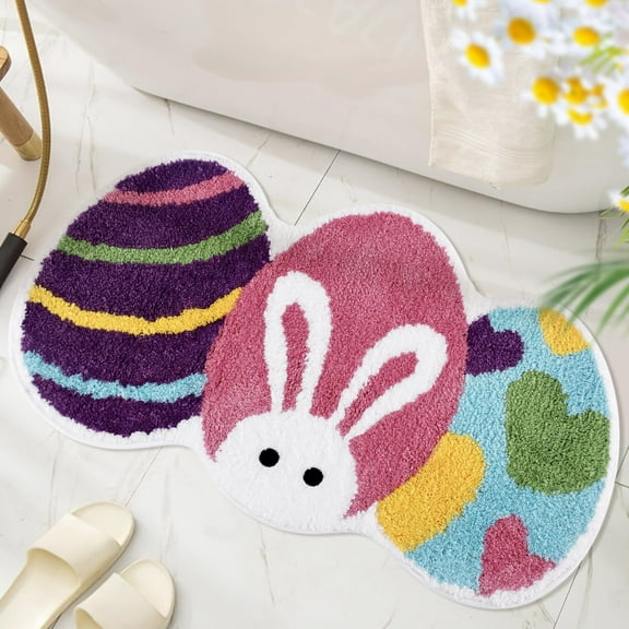 JeashCHAT Easter Eggs Bath Mat Easter Bathroom Rug Doormat Spring Easter Decorations for The Home, Washable Area Rug for Bedroom Living Room 31''x 17''