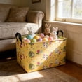 thumbnail image 1 of JeashCHAT Easter Storage Basket, Rectangular Fabric Storage Bin, Easter Bunny Egg Pattern Storage Box with Handles, Gift Basket, Toy Organizer Bin, 15"x10.23"x9.84", Yellow, 1 of 6