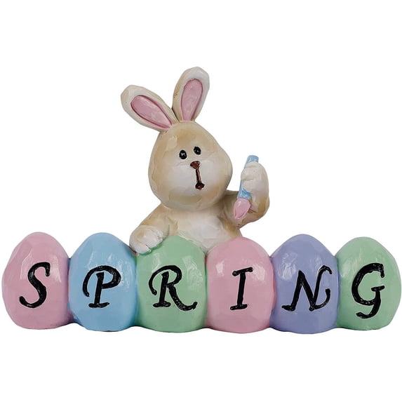 JeashCHAT Easter Decorations Easter Table Decorations Easter Resin Bunnies Tabletopper Ornaments Cute Spring Rabbit Statue Centerpieces Decor For Party Home Holiday