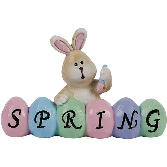 JeashCHAT Easter Decorations Easter Table Decorations Easter Resin Bunnies Tabletopper Ornaments Cute Spring Rabbit Statue Centerpieces Decor For Party Home Holiday