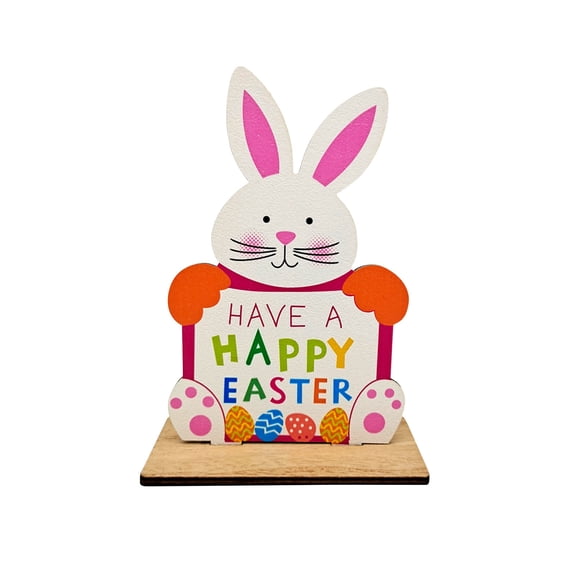 JeashCHAT Easter Table Decorations Wooden Centerpiece Signs for Dining Room Table Easter Bunny for Spring Holiday Easter Party Decor Ornament Indoor Outdoor Garden Yard Lawn Party Supplies