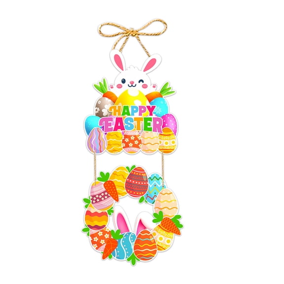 JeashCHAT Easter Welcome Sign Easter Eggs Bunny Hanging Door Sign Decorations Wall Door Hanger for Spring Easter Party Outdoor Indoor Front Door Decor