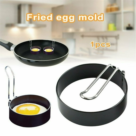 JeashCHAT Eggs Rings with Foldable Handle, Stainless Steel Egg Cooking Rings Non Stick Round Mold Ring for Frying Eggs, 2Pcs