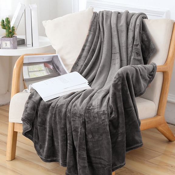 JeashCHAT Extra Large Plush Throw Blanket 47x79 Inches Bed Blanket Super Soft Warm Cozy Velvet Flannel Blanket for Bed, Sofa, Couch, Travel, Camping (Gray)