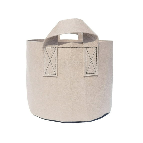 JeashCHAT Fabric Grow Bags, Thickened Nonwoven Plant Grow Bags, Round Growing Bags for Vegetables Flowers Plants, Garden Planting Containers Fabric Pots with Handles, Khaki, 5 Gallon